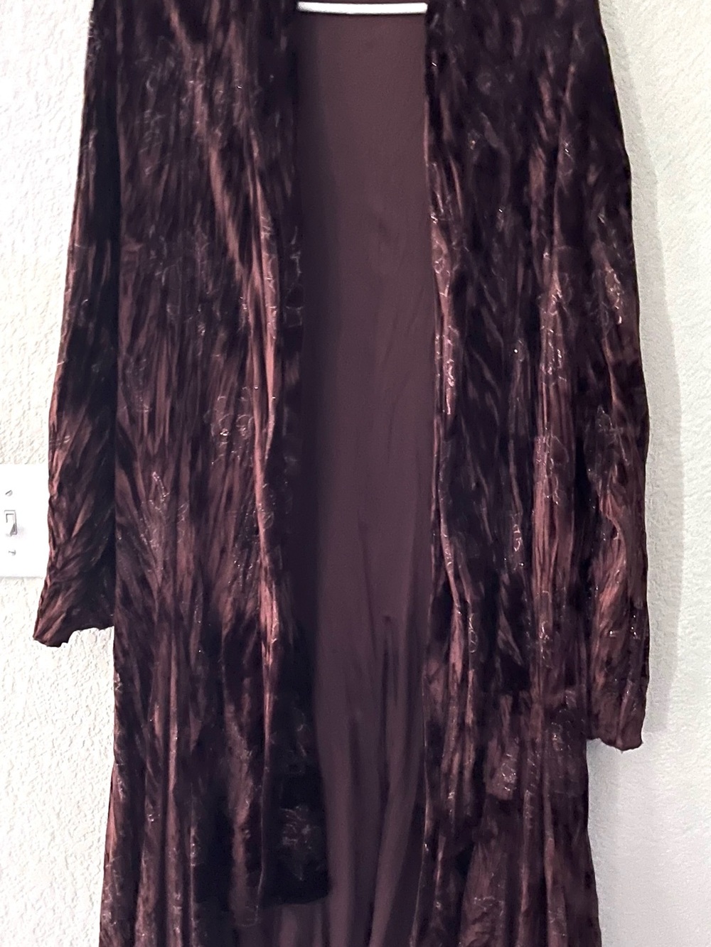 Vintage-Inspired Deep Chocolate Brown Long Velvet Robe